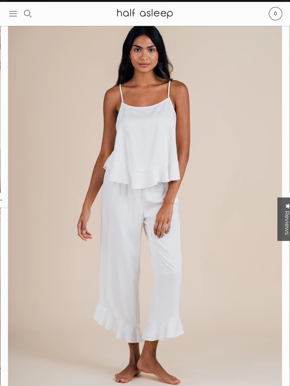 Half Asleep Women's White Ruffle Wide-Leg Pajama Set